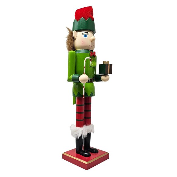 Green Holiday Elf 16" Christmas Nutcracker - Picture 2 of 4